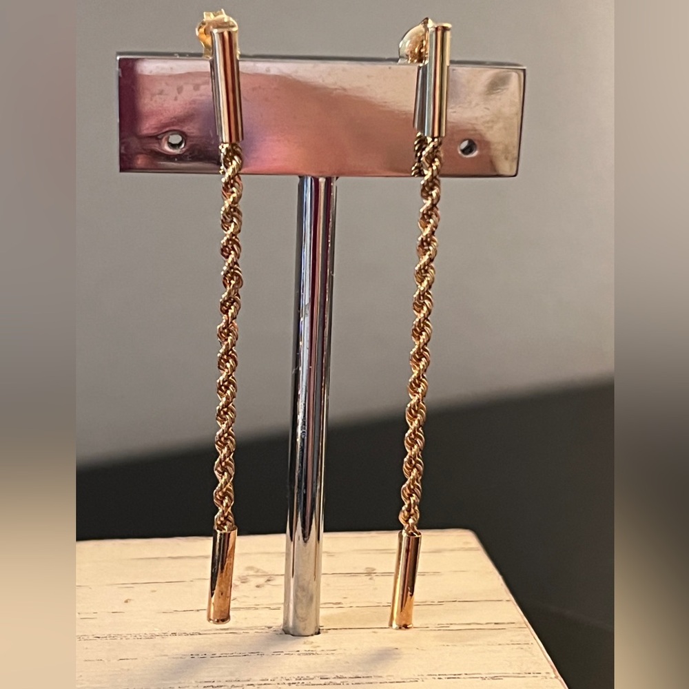 Designer Bony Levy 14k Yellow Gold Florentine Drop Earrings. Made in Italy.